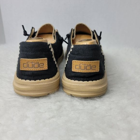 Hey Dude Wendy Crochet Black Slip On Moc Toe Women's Casual Shoes Size 11 - Picture 4 of 10